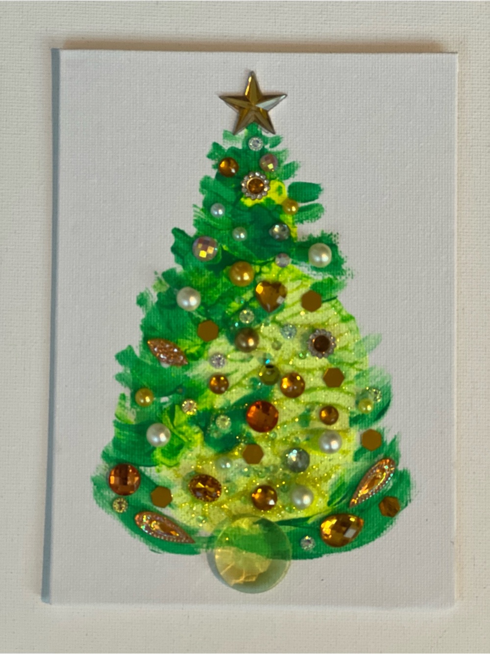 Green Bejeweled Christmas Tree Holiday Wall Art